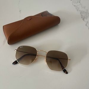 Ray Ban hexagonal gold brown gradient sunglasses